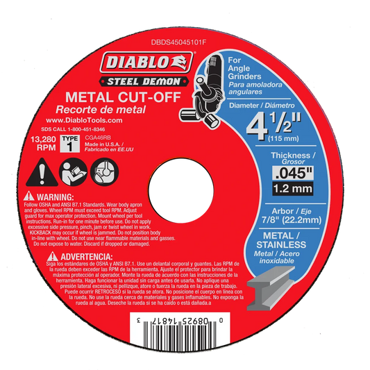 DIABLO Steel Demon METAL CUT-OFF 4-1/2"  Item # : DBDS45045101F