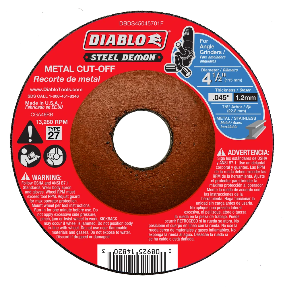 DIABLO Steel Demon Metal Cut-off 4-1/2" Item # : DBDS45045701F