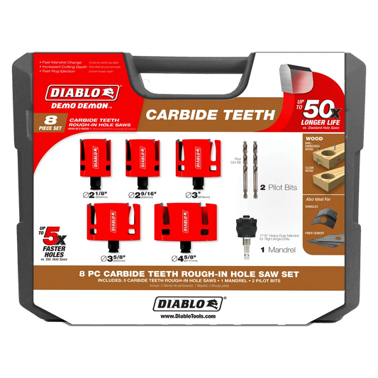DIABLO DemoDemo 8PC Carbide Teeth Rough-in Hole Saw Set  Item # : DHS08SCTR